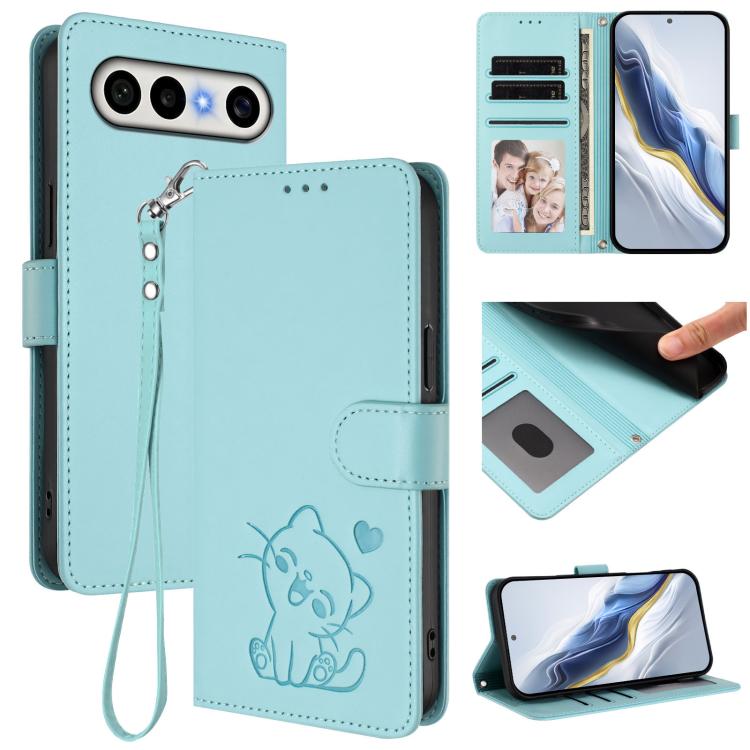Embossed Heart Cat Leather Phone Case with Hand Strap, For vivo X300 FE 5G / S50 Pro mini 5G, For vivo X300s, For vivo Y21 5G 2026 / vivo Y05 4G, For vivo V70 FE 5G