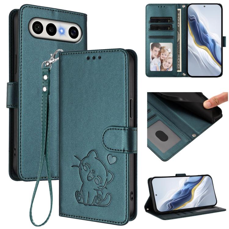 Embossed Heart Cat Leather Phone Case with Hand Strap, For vivo X300 FE 5G / S50 Pro mini 5G, For vivo X300s, For vivo Y21 5G 2026 / vivo Y05 4G, For vivo V70 FE 5G