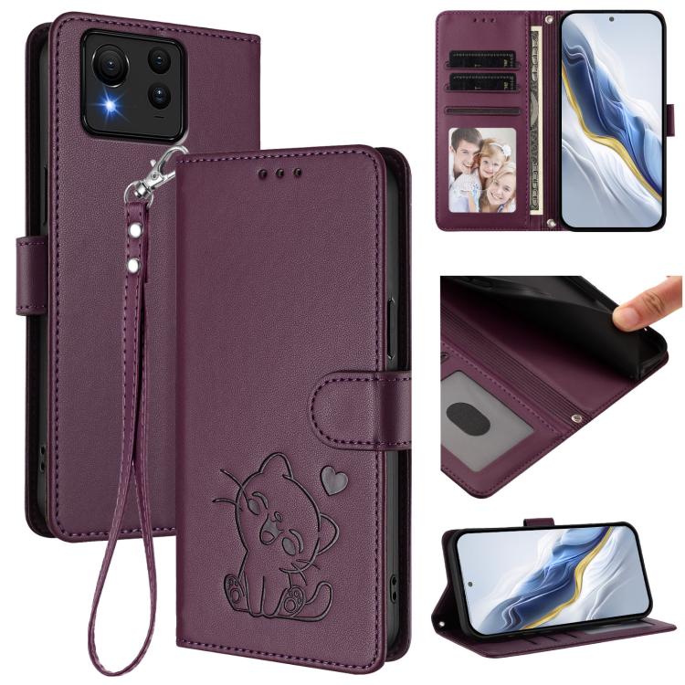 Embossed Heart Cat Leather Phone Case with Hand Strap, For ASUS Zenfone 12 Ultra, For ASUS ROG Phone 9 / 9 Pro, For ASUS Zenfone 11 Ultra, For ASUS ROG Phone 8 / 8 Pro