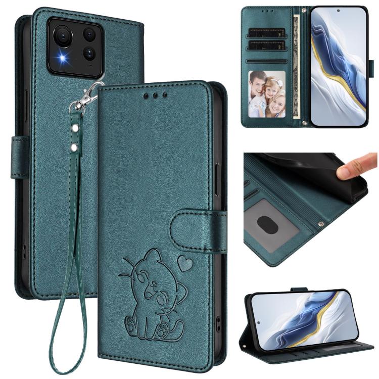 Embossed Heart Cat Leather Phone Case with Hand Strap, For ASUS Zenfone 12 Ultra, For ASUS ROG Phone 9 / 9 Pro, For ASUS Zenfone 11 Ultra, For ASUS ROG Phone 8 / 8 Pro