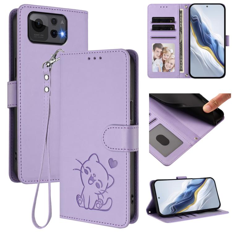 Embossed Heart Cat Leather Phone Case with Hand Strap, For ASUS Zenfone 12 Ultra, For ASUS ROG Phone 9 / 9 Pro, For ASUS Zenfone 11 Ultra, For ASUS ROG Phone 8 / 8 Pro