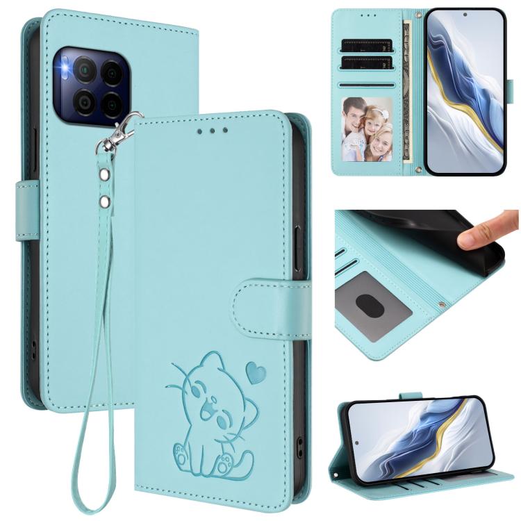 Embossed Heart Cat Leather Phone Case with Hand Strap, For T-Mobile Revvl 8 / T Phone 3, For T-Mobile Revvl 7 Pro / T Phone 2 Pro 5G, For T-Mobile Revvl 7 / T Phone 2 5G, For T-Mobile Revvl 6 Pro 5G / 6X Pro 5G