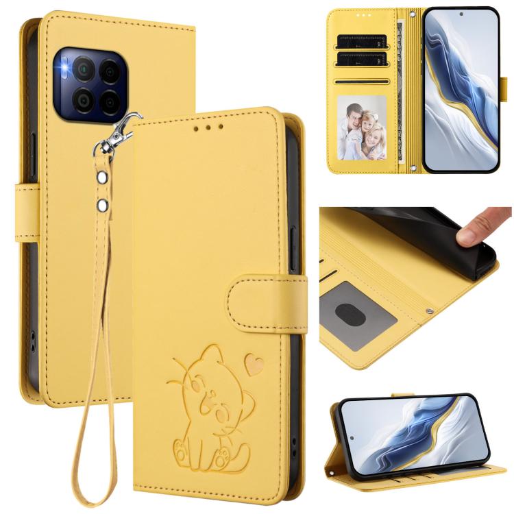 Embossed Heart Cat Leather Phone Case with Hand Strap, For T-Mobile Revvl 8 / T Phone 3, For T-Mobile Revvl 7 Pro / T Phone 2 Pro 5G, For T-Mobile Revvl 7 / T Phone 2 5G, For T-Mobile Revvl 6 Pro 5G / 6X Pro 5G