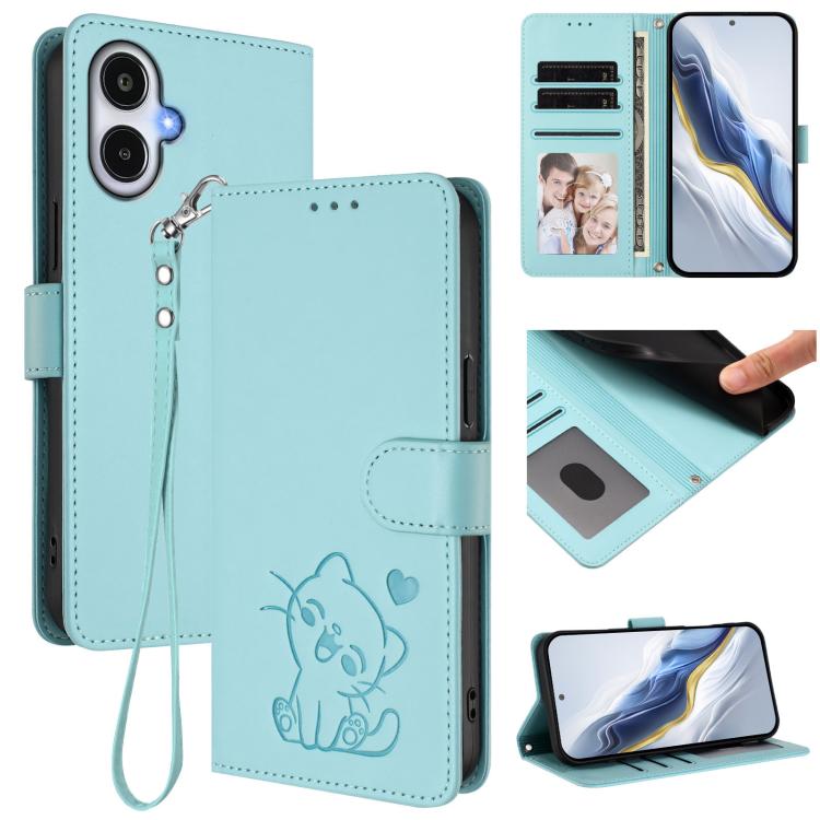 Embossed Heart Cat Leather Phone Case with Hand Strap, For Galaxy A27 5G, For Samsung Galaxy A25e 5G, For Samsung Galaxy A26 / A17, For Samsung Galaxy A06 / A07