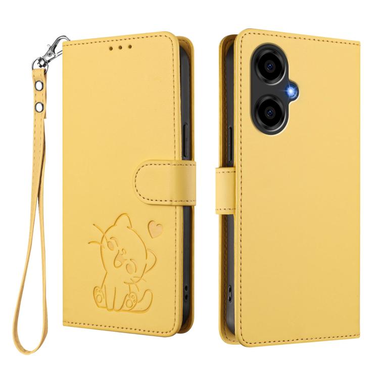 Embossed Heart Cat Leather Phone Case with Hand Strap, For BLU G64, For BLU Bold K50, For BLU C9, For BLU View 5 Pro