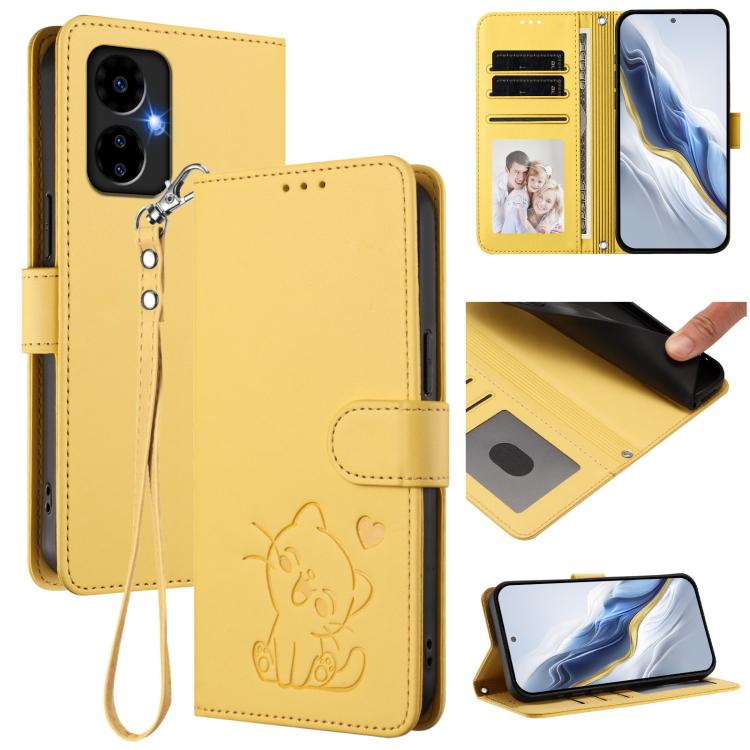 Embossed Heart Cat Leather Phone Case with Hand Strap, For Boost Mobile Summit 5G 2024, For Boost Mobile Celero 5G+ 2024 / 3+ 5G, For Boost Mobile Celero 5G 2024 / 3 5G, For Boost Mobile Celero 5G SC / SN339D