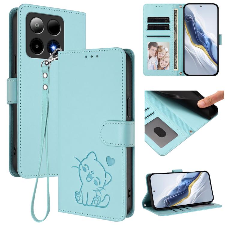 Embossed Heart Cat Leather Phone Case with Hand Strap, For Boost Mobile Summit 5G 2024, For Boost Mobile Celero 5G+ 2024 / 3+ 5G, For Boost Mobile Celero 5G 2024 / 3 5G, For Boost Mobile Celero 5G SC / SN339D