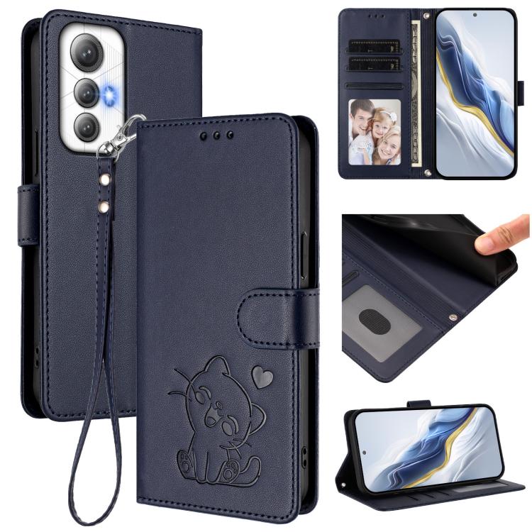 Embossed Heart Cat Leather Phone Case with Hand Strap, For Cubot Max 5, For Cubot A10, For Cubot Note 40, For Cubot P50