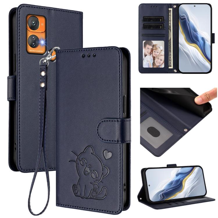 Embossed Heart Cat Leather Phone Case with Hand Strap, For Oukitel C51, For Oukitel C38, For Oukitel C35, For Oukitel C33