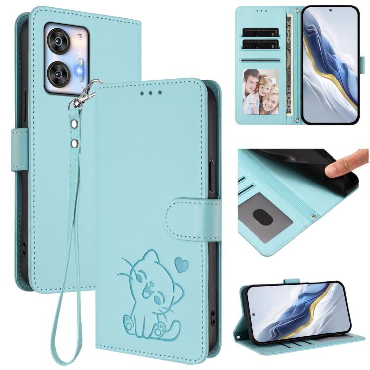 Embossed Heart Cat Leather Phone Case with Hand Strap, For Oukitel C51, For Oukitel C38, For Oukitel C35, For Oukitel C33
