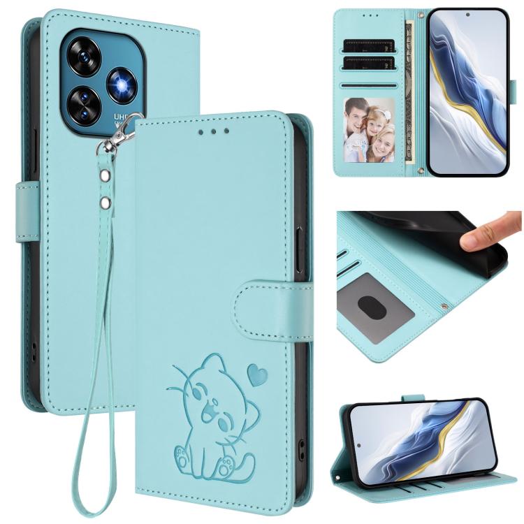 Embossed Heart Cat Leather Phone Case with Hand Strap, For Oukitel C51, For Oukitel C38, For Oukitel C35, For Oukitel C33