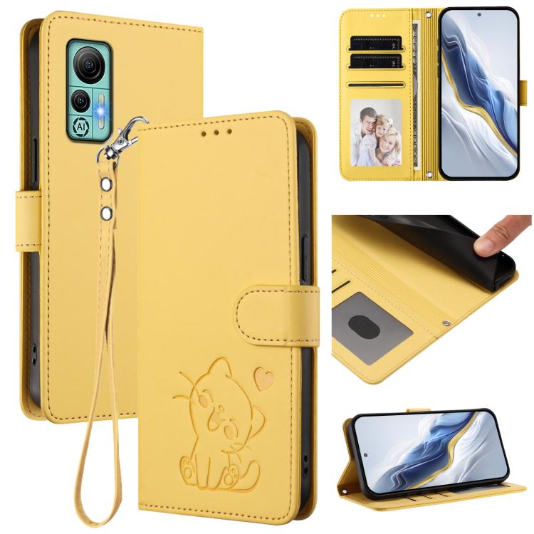 Embossed Heart Cat Leather Phone Case with Hand Strap, For Ulefone Note 17 Pro, For Ulefone Note 16 Pro, For Ulefone Note 14