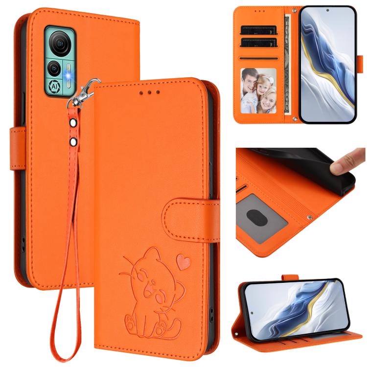 Embossed Heart Cat Leather Phone Case with Hand Strap, For Ulefone Note 17 Pro, For Ulefone Note 16 Pro, For Ulefone Note 14