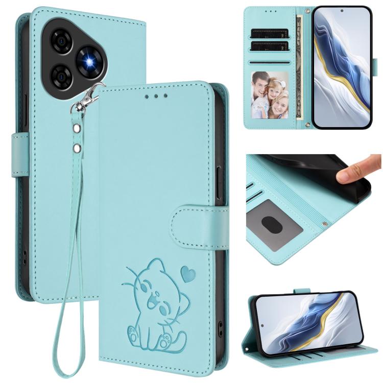 Embossed Heart Cat Leather Phone Case with Hand Strap, For Ulefone Note 21, For Ulefone Note 18 Ultra / 18 Pro, For Ulefone Note 20 Pro, For Ulefone Note 19