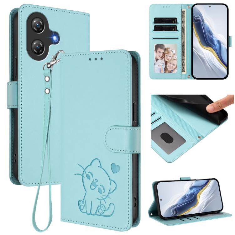 Embossed Heart Cat Leather Phone Case with Hand Strap, For Ulefone Note 21, For Ulefone Note 18 Ultra / 18 Pro, For Ulefone Note 20 Pro, For Ulefone Note 19