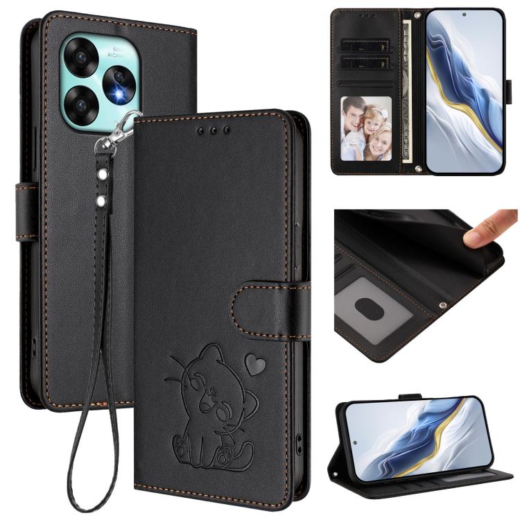 Embossed Heart Cat Leather Phone Case with Hand Strap, For Umidigi Note 90, For Umidigi A15 / A15C / A15T, For Umidigi G9 5G / Note 9 5G, For Umidigi Bison X20
