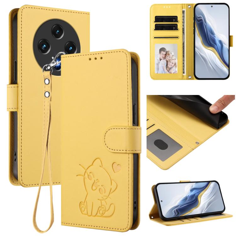 Embossed Heart Cat Leather Phone Case with Hand Strap, For Umidigi G100x, For Umidigi G100 Pro, For Umidigi G100, For Umidigi Note 100