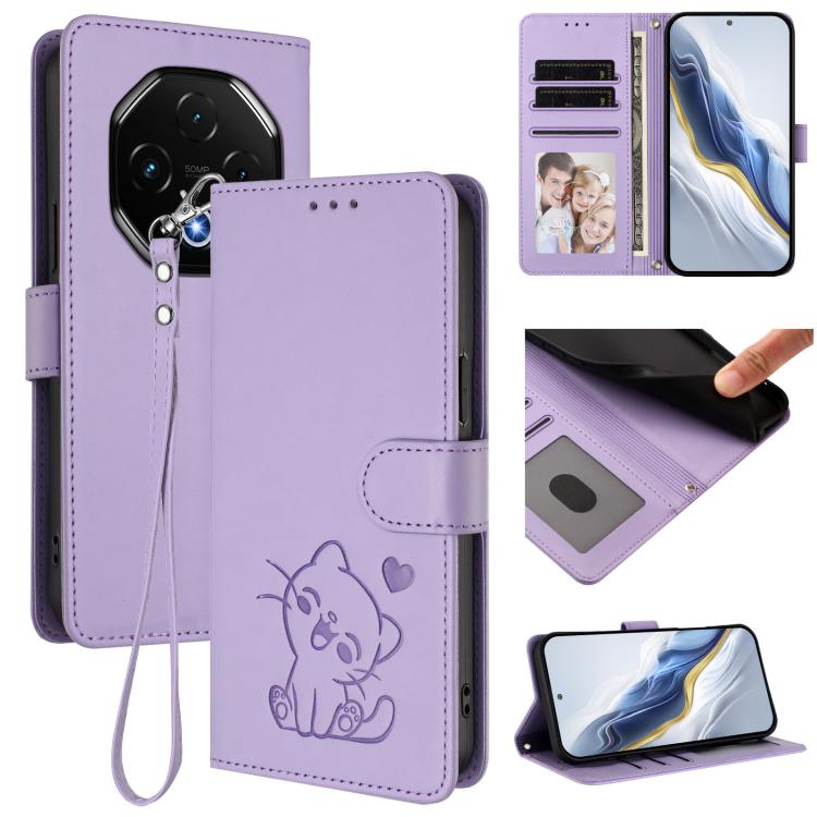 Embossed Heart Cat Leather Phone Case with Hand Strap, For Umidigi G100x, For Umidigi G100 Pro, For Umidigi G100, For Umidigi Note 100