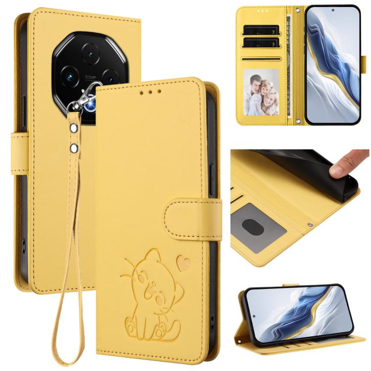 Embossed Heart Cat Leather Phone Case with Hand Strap, For Umidigi G100x, For Umidigi G100 Pro, For Umidigi G100, For Umidigi Note 100