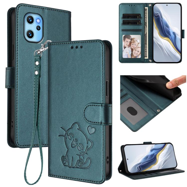 Embossed Heart Cat Leather Phone Case with Hand Strap, For Umidigi Power 7 / 7S, For Umidigi Power 7 Max