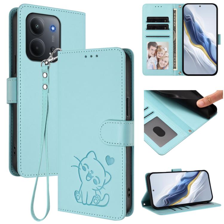 Embossed Heart Cat Leather Phone Case with Hand Strap, For Redmi 15C 5G / 4G Global 171mm / Poco C85 4G, For Redmi 13 4G / 5G / 13x / Xiaomi Poco M6 4G, For Redmi A5 4G 173.3mm, For Redmi Note 14S 4G / 13 Pro 4G Global