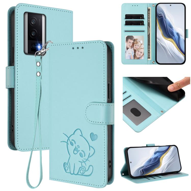 Embossed Heart Cat Leather Phone Case with Hand Strap, For Redmi K60 / K60 Pro, For Redmi Note 11 4G / Note 11S 4G Global, For Redmi A1+ / A2+ / Xiaomi Poco C51, For Redmi Note 11 Pro 5G / 4G Global