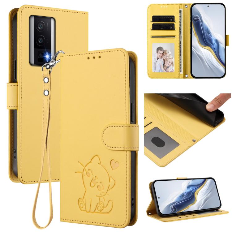 Embossed Heart Cat Leather Phone Case with Hand Strap, For Redmi K60 / K60 Pro, For Redmi Note 11 4G / Note 11S 4G Global, For Redmi A1+ / A2+ / Xiaomi Poco C51, For Redmi Note 11 Pro 5G / 4G Global