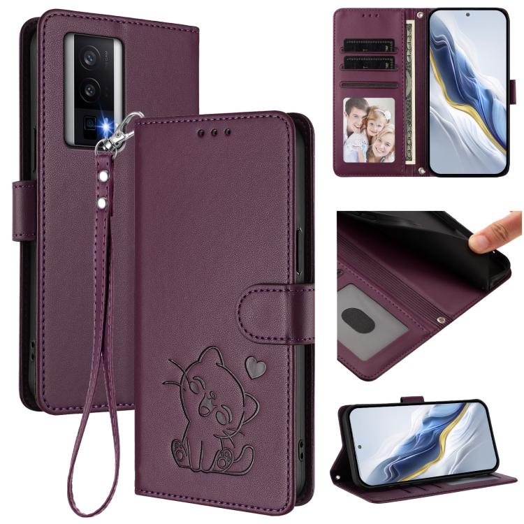 Embossed Heart Cat Leather Phone Case with Hand Strap, For Redmi K60 / K60 Pro, For Redmi Note 11 4G / Note 11S 4G Global, For Redmi A1+ / A2+ / Xiaomi Poco C51, For Redmi Note 11 Pro 5G / 4G Global