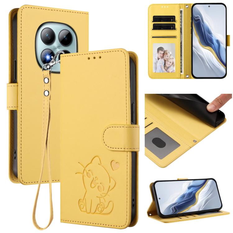 Embossed Heart Cat Leather Phone Case with Hand Strap, For Redmi Turbo 5 Max 5G / Poco X8 Pro Max 5G, For Redmi Turbo 5 5G / Poco X8 Pro 5G, For Redmi Note 15 Pro+ 5G 163.3mm/Poco M8 Pro 5G, For Redmi Note 15 5G / 4G 164mm / Poco M8 5G