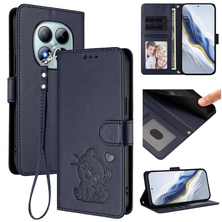 Embossed Heart Cat Leather Phone Case with Hand Strap, For Redmi Turbo 5 Max 5G / Poco X8 Pro Max 5G, For Redmi Turbo 5 5G / Poco X8 Pro 5G, For Redmi Note 15 Pro+ 5G 163.3mm/Poco M8 Pro 5G, For Redmi Note 15 5G / 4G 164mm / Poco M8 5G
