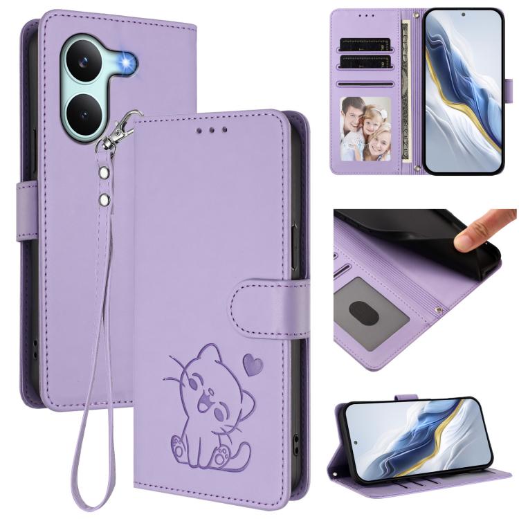 Embossed Heart Cat Leather Phone Case with Hand Strap, For Redmi Turbo 5 Max 5G / Poco X8 Pro Max 5G, For Redmi Turbo 5 5G / Poco X8 Pro 5G, For Redmi Note 15 Pro+ 5G 163.3mm/Poco M8 Pro 5G, For Redmi Note 15 5G / 4G 164mm / Poco M8 5G
