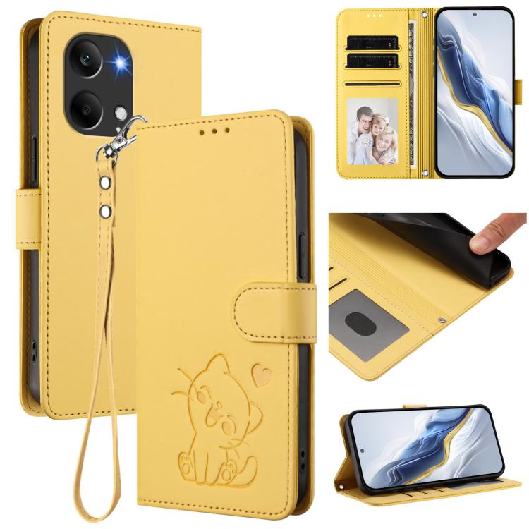 Embossed Heart Cat Leather Phone Case with Hand Strap, For Redmi Turbo 5 Max 5G / Poco X8 Pro Max 5G, For Redmi Turbo 5 5G / Poco X8 Pro 5G, For Redmi Note 15 Pro+ 5G 163.3mm/Poco M8 Pro 5G, For Redmi Note 15 5G / 4G 164mm / Poco M8 5G