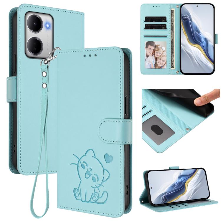 Embossed Heart Cat Leather Phone Case with Hand Strap, For Redmi A5 4G 171.7mm / Xiaomi Poco C71, For Redmi K90 Max 5G, For Redmi A7 Pro 4G / 5G 171mm / Poco C85x 5G, For Redmi 15a 5G