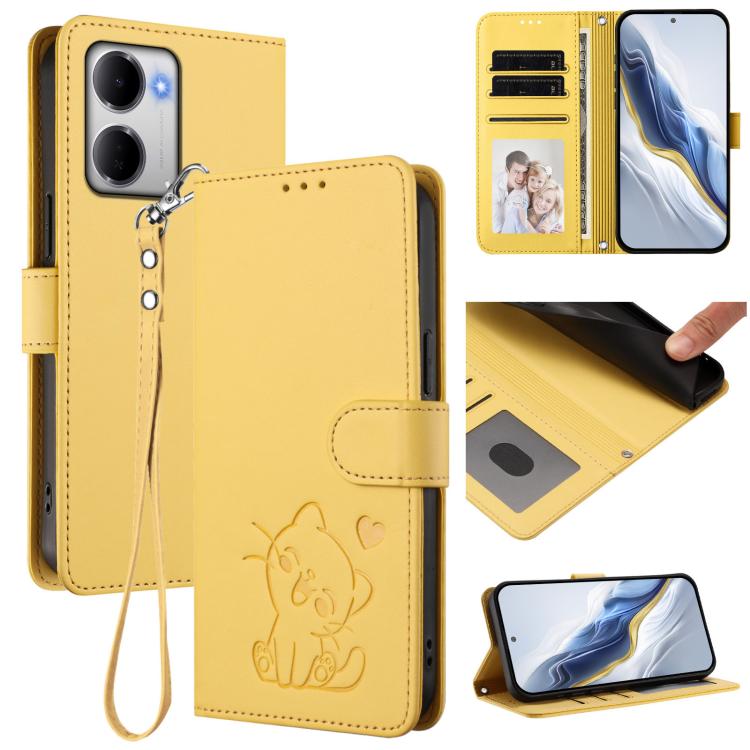 Embossed Heart Cat Leather Phone Case with Hand Strap, For Redmi A5 4G 171.7mm / Xiaomi Poco C71, For Redmi K90 Max 5G, For Redmi A7 Pro 4G / 5G 171mm / Poco C85x 5G, For Redmi 15a 5G