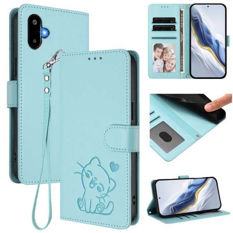 Embossed Heart Cat Leather Phone Case with Hand Strap, For Samsung Galaxy M36 5G, For Samsung Galaxy M56 5G, For Samsung Galaxy M16 5G / F16 5G, For Samsung Galaxy M06 5G / F06 5G