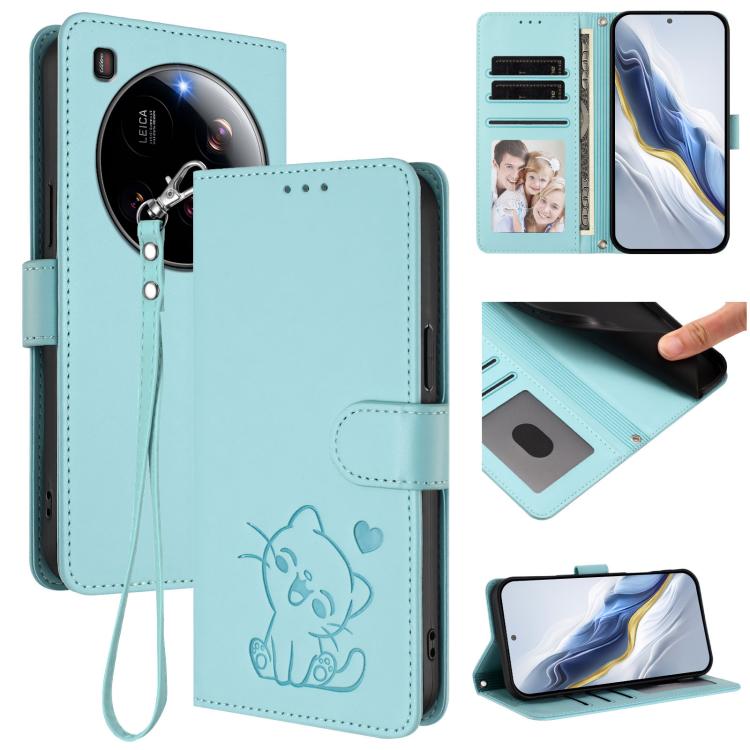 Embossed Heart Cat Leather Phone Case with Hand Strap, For Xiaomi Poco F7 Pro 5G / Redmi K80, For Xiaomi 15 Ultra, For Xiaomi Poco X7 Pro 5G / Redmi Turbo 4 5G, For Xiaomi 15 Pro