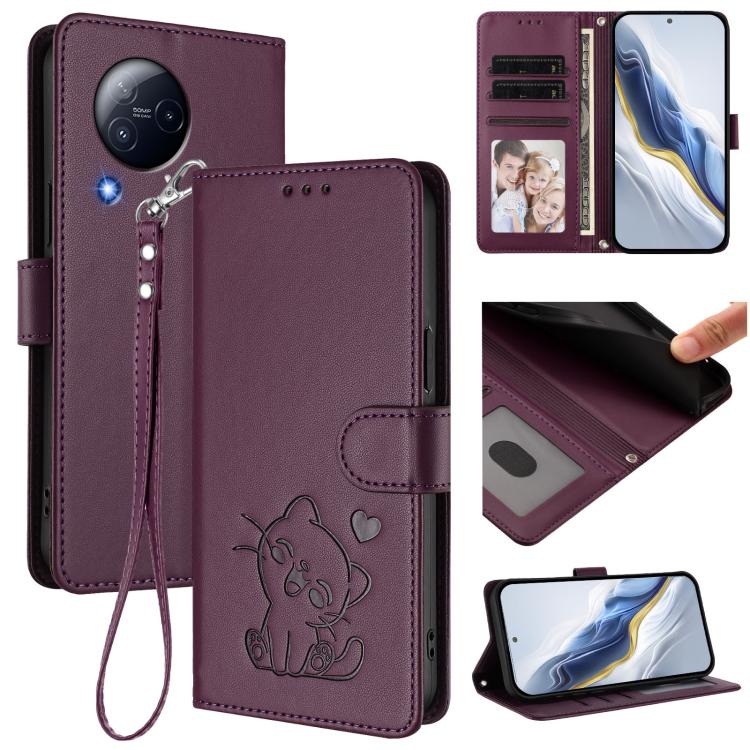Embossed Heart Cat Leather Phone Case with Hand Strap, For Xiaomi Civi 3 5G, For Xiaomi 13 Lite 5G / Civi 2, For Xiaomi 13 Pro 5G, For Xiaomi 13 5G