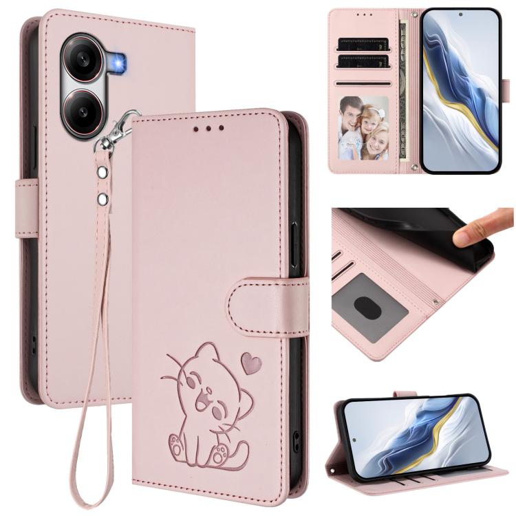 Embossed Heart Cat Leather Phone Case with Hand Strap, For Xiaomi Poco F7 Pro 5G / Redmi K80, For Xiaomi 15 Ultra, For Xiaomi Poco X7 Pro 5G / Redmi Turbo 4 5G, For Xiaomi 15 Pro