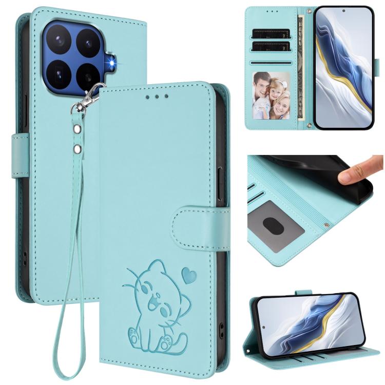 Embossed Heart Cat Leather Phone Case with Hand Strap, For Xiaomi 17 Max 5G, For Xiaomi 17T Pro 5G, For Xiaomi 15T Pro 5G, For Xiaomi 15T 5G