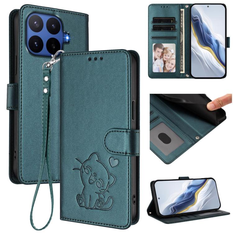 Embossed Heart Cat Leather Phone Case with Hand Strap, For Xiaomi 17 Max 5G, For Xiaomi 17T Pro 5G, For Xiaomi 15T Pro 5G, For Xiaomi 15T 5G