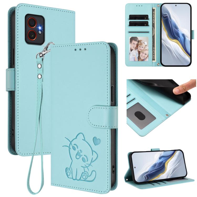 Embossed Heart Cat Leather Phone Case with Hand Strap, For Samsung Galaxy XCover7 Pro, For Samsung Galaxy XCover7 5G, For Samsung Galaxy XCover6 Pro, For Samsung Galaxy Note20 Ultra