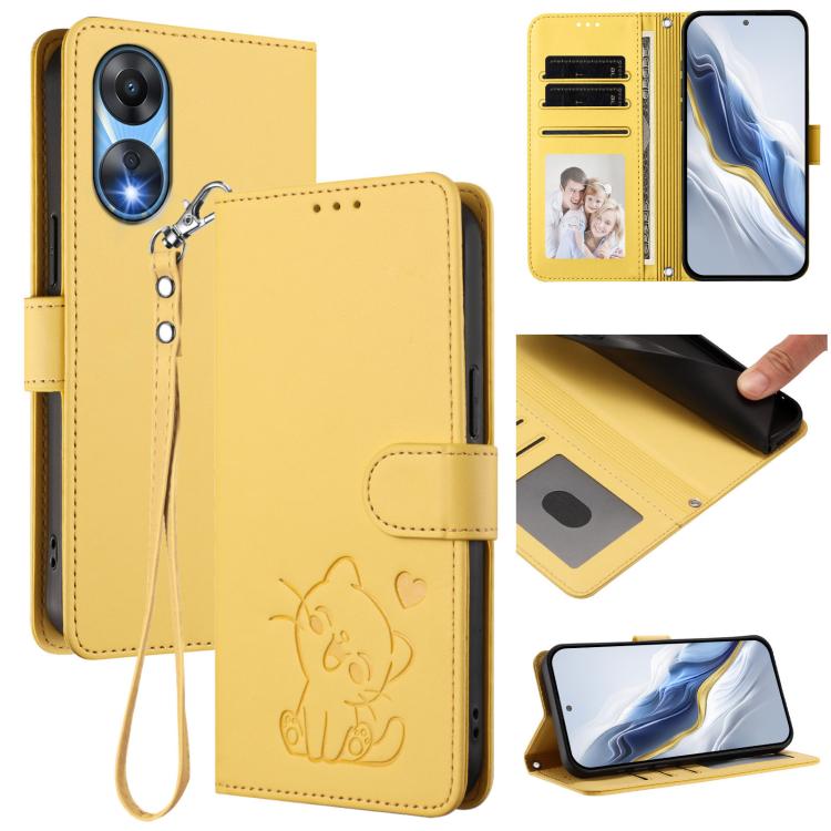 Embossed Heart Cat Leather Phone Case with Hand Strap, For OPPO Find X8 Pro 5G, For OPPO A78 5G Global / A1x 5G, For OPPO Reno8 T 4G Global, For OPPO Find X6 Pro 5G