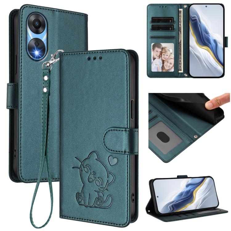 Embossed Heart Cat Leather Phone Case with Hand Strap, For OPPO Find X8 Pro 5G, For OPPO A78 5G Global / A1x 5G, For OPPO Reno8 T 4G Global, For OPPO Find X6 Pro 5G