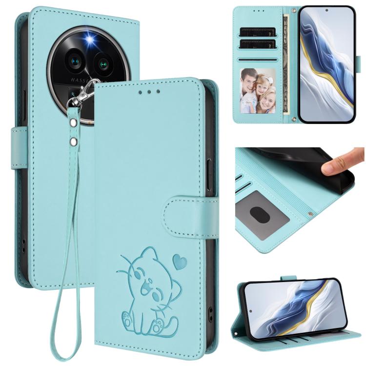 Embossed Heart Cat Leather Phone Case with Hand Strap, For OPPO Find X8 Pro 5G, For OPPO A78 5G Global / A1x 5G, For OPPO Reno8 T 4G Global, For OPPO Find X6 Pro 5G