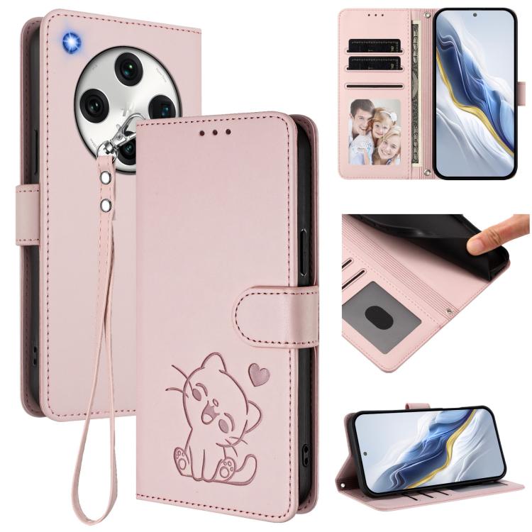 Embossed Heart Cat Leather Phone Case with Hand Strap, For OPPO Find X8 Pro 5G, For OPPO A78 5G Global / A1x 5G, For OPPO Reno8 T 4G Global, For OPPO Find X6 Pro 5G