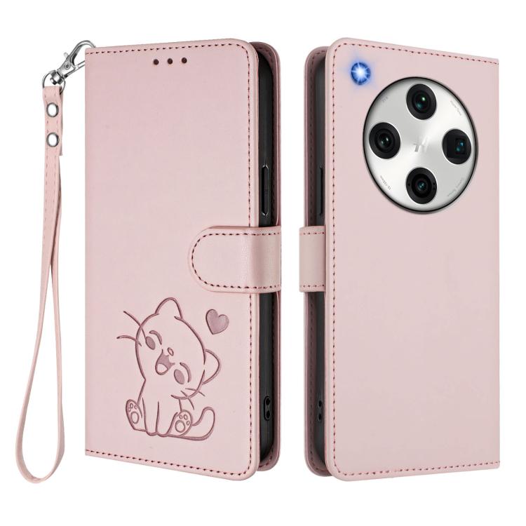 Embossed Heart Cat Leather Phone Case with Hand Strap, For OPPO Find X8 Pro 5G, For OPPO A78 5G Global / A1x 5G, For OPPO Reno8 T 4G Global, For OPPO Find X6 Pro 5G