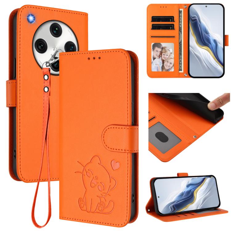 Embossed Heart Cat Leather Phone Case with Hand Strap, For OPPO Find X8 Pro 5G, For OPPO A78 5G Global / A1x 5G, For OPPO Reno8 T 4G Global, For OPPO Find X6 Pro 5G