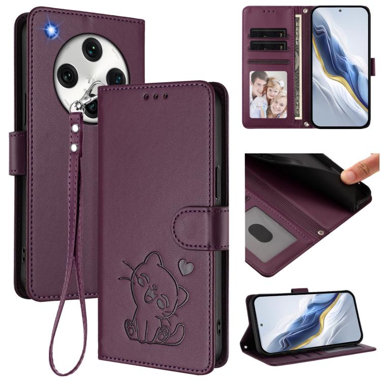 Embossed Heart Cat Leather Phone Case with Hand Strap, For OPPO Find X8 Pro 5G, For OPPO A78 5G Global / A1x 5G, For OPPO Reno8 T 4G Global, For OPPO Find X6 Pro 5G
