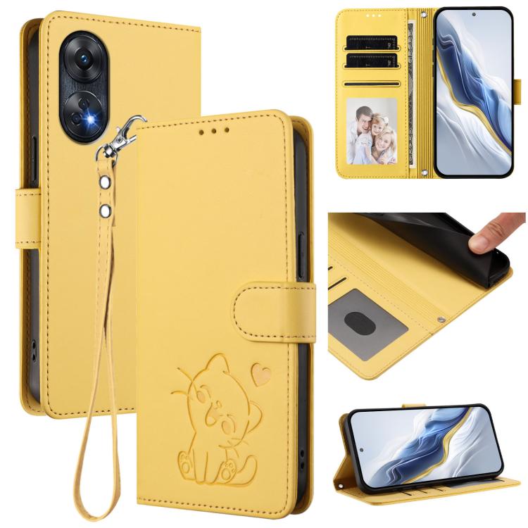 Embossed Heart Cat Leather Phone Case with Hand Strap, For OPPO Find X8 Pro 5G, For OPPO A78 5G Global / A1x 5G, For OPPO Reno8 T 4G Global, For OPPO Find X6 Pro 5G