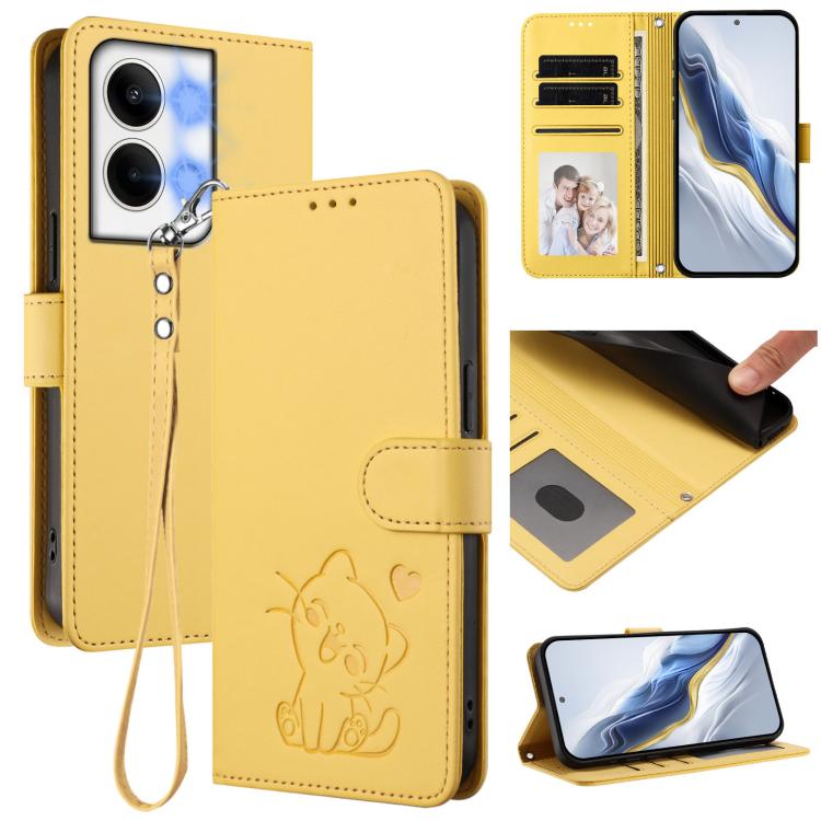 Embossed Heart Cat Leather Phone Case with Hand Strap, For OPPO Reno9 / Reno9 Pro 5G, For OPPO A17 4G Global / A17k, For OPPO K10 / A77 / A97 5G Global, For OPPO Reno8 Pro 5G